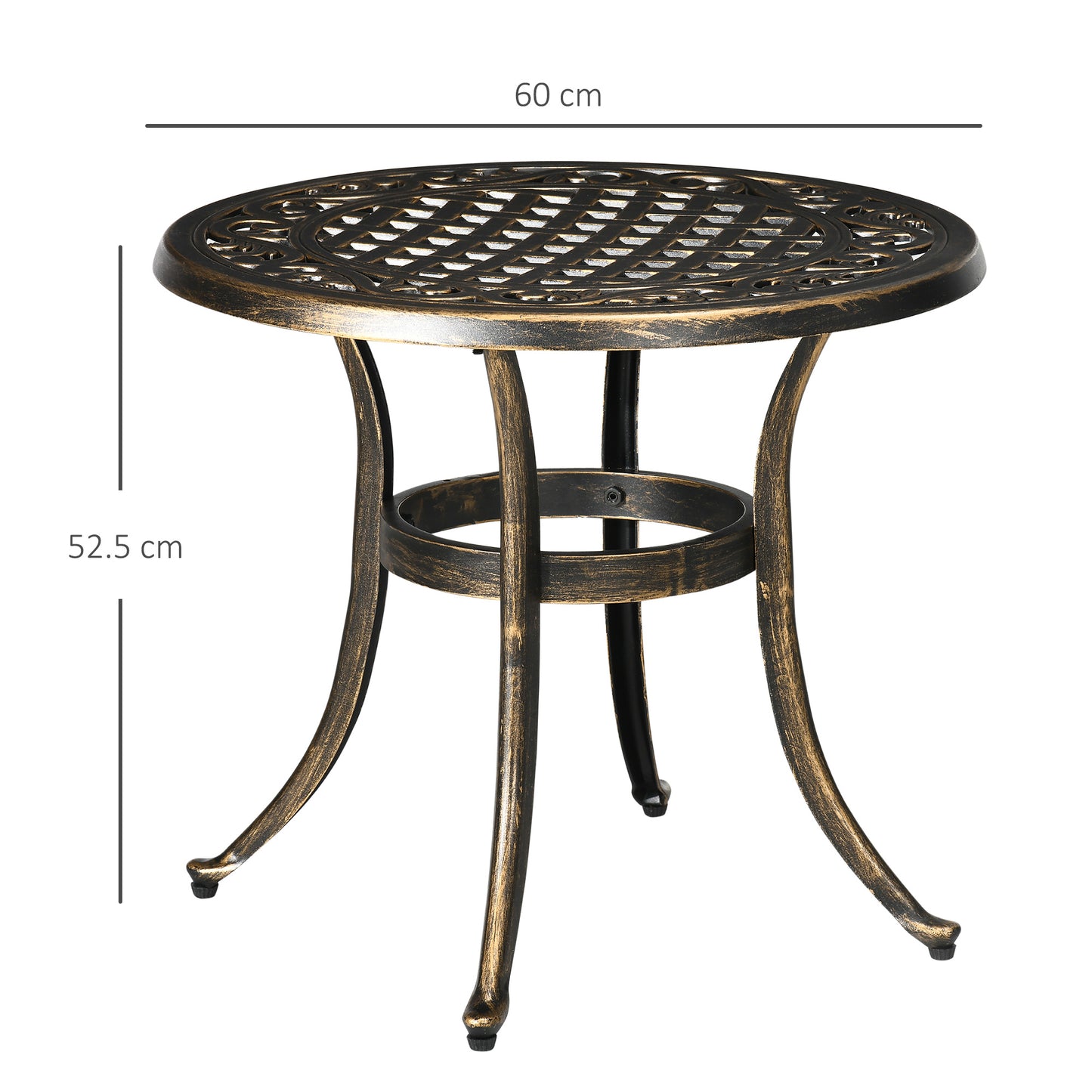 Outdoor Garden Table, Cast Aluminium Patio End Table with Anti-slip Foot Pads for Garden, Patio, Balcony, 60 x 60 cm