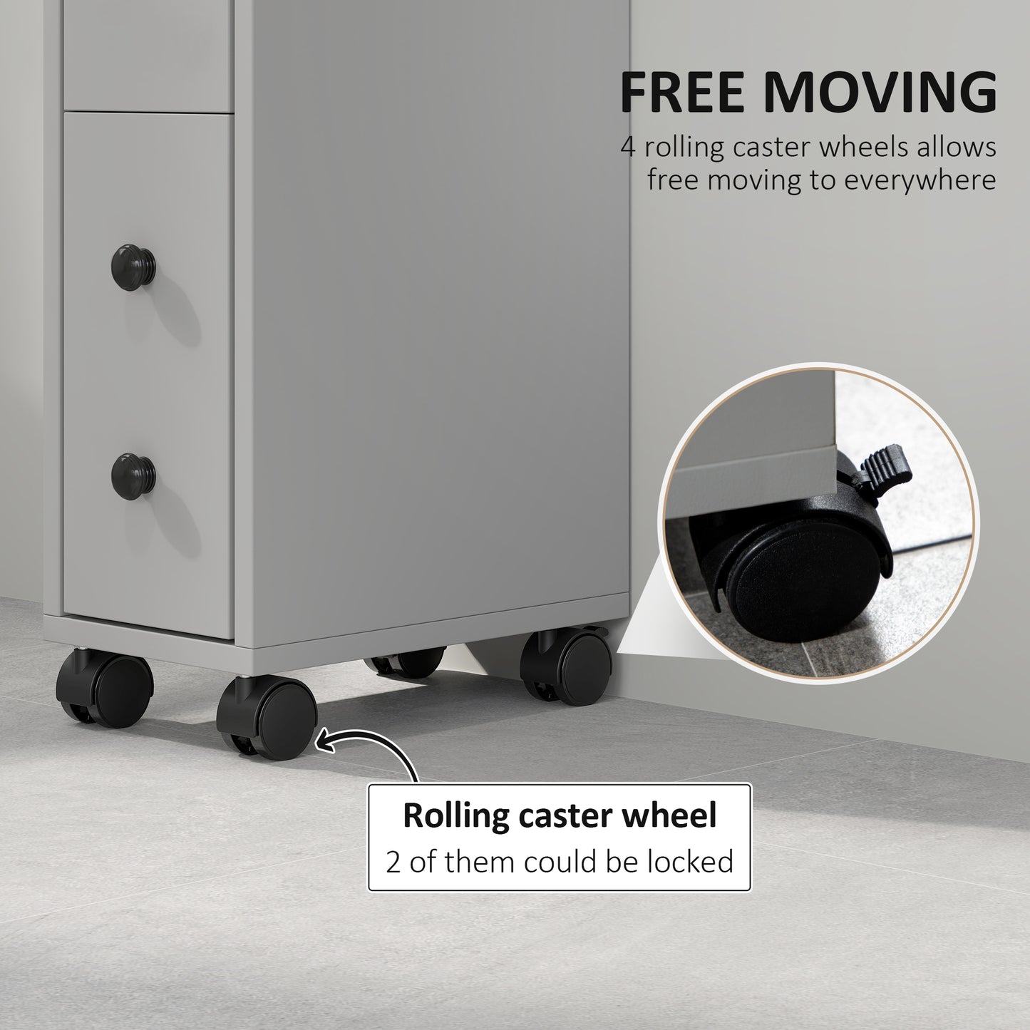 Slimline Bathroom Storage Cabinet - Grey