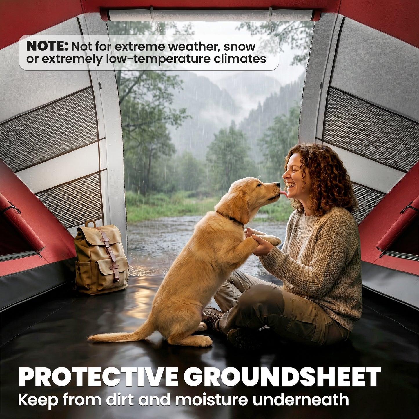 4 Man UV Protection Camping Tent - Grey and Red
