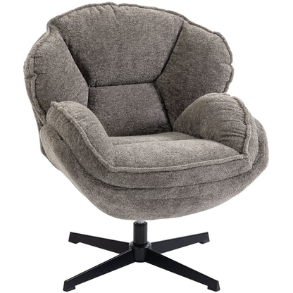 Modern Wingback Accent Chair, Velvet Armchair with Four-Star Base, S-Springs, Swivel, Grey