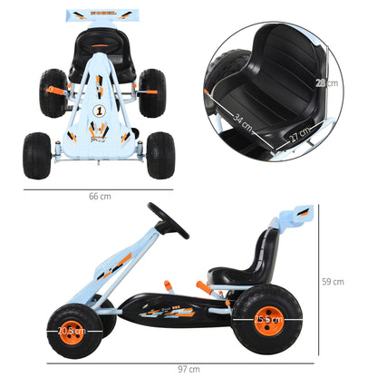 Pedal Go Kart, Kids Ride On Race Car with Brake, Gears Shift, Steering Wheel, Adjustable Seat