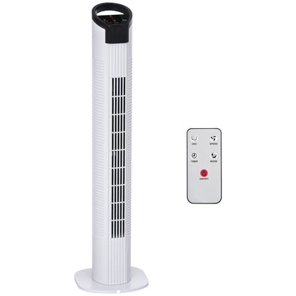 31" Freestanding Tower Fan, 3 Speed 3 Mode, 7.5H Timer, Oscillating, LED Panel, Remote Control, 31 Inch Standing Fan, White
