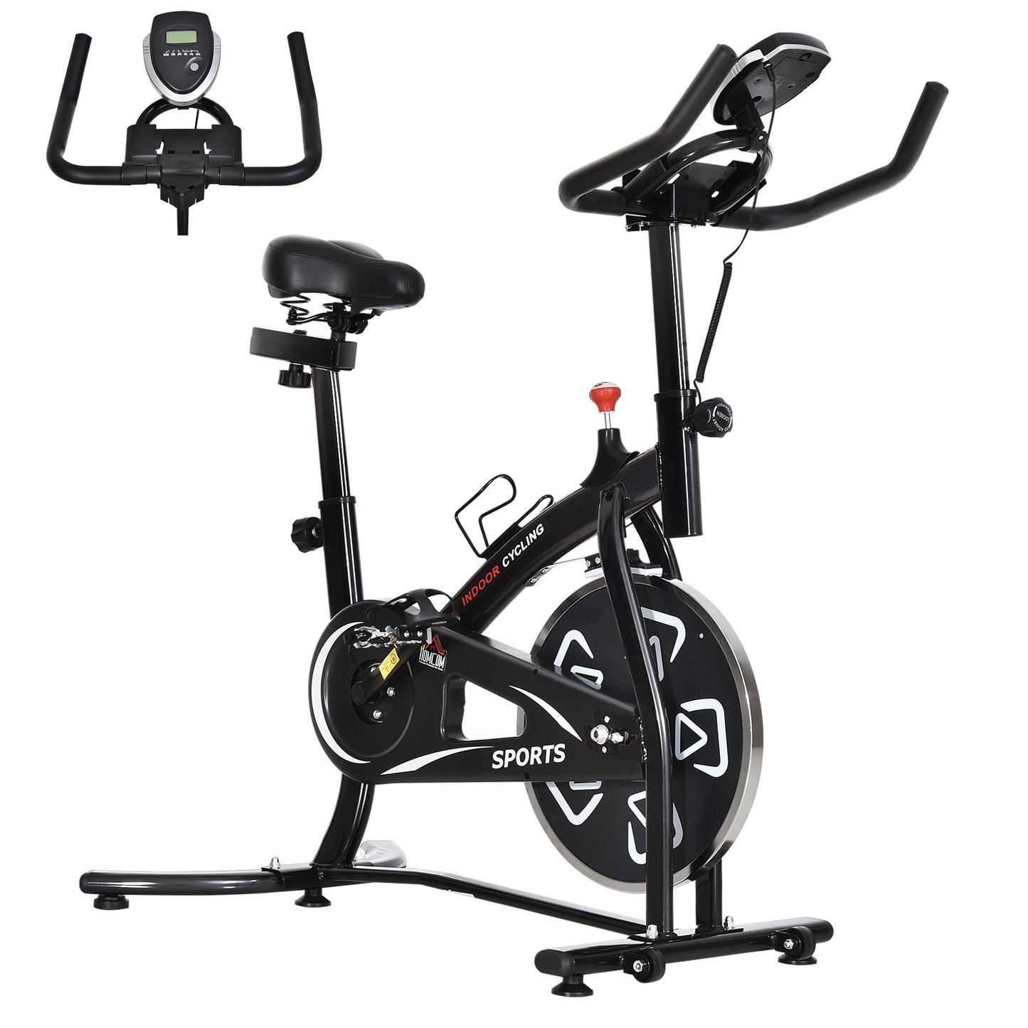 Indoor Stationary Exercise Bike 6kg Flywheel Fitness Cardio Workout Bke Trainer for Home Gym w/ Adjustable Resistance LCD Mon