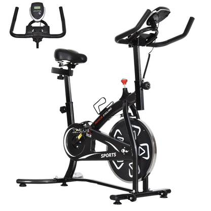 Indoor Stationary Exercise Bike 6kg Flywheel Fitness Cardio Workout Bke Trainer for Home Gym w/ Adjustable Resistance LCD Mon