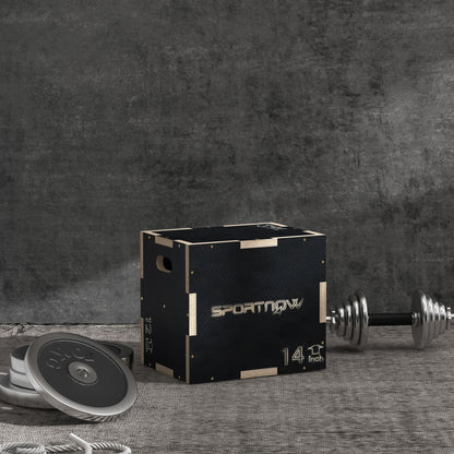 Multi-Faceted Jump Box, Wooden Step Up Box, for Home, Gym, Exercise, Black