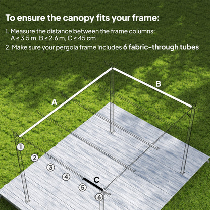 Retractable Pergola Cover, 3.5 x 2.6 m Replacement Canopy Fabric for 4 x 3 m Frame, Roof Top Only, Brown
