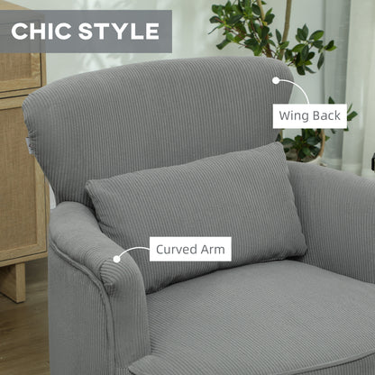 Corduroy Retro Accent Chair - Light Grey