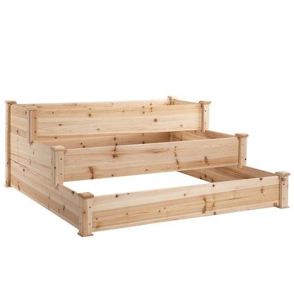470L Raised Garden Bed, 3-Tier Planter Kit, Elevated Wooden Planters for Garden, Yard & Patio, Wooden Nature