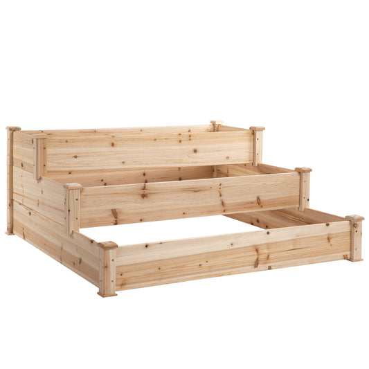 470L Raised Garden Bed, 3-Tier Planter Kit, Elevated Wooden Planters for Garden, Yard & Patio, Wooden Nature