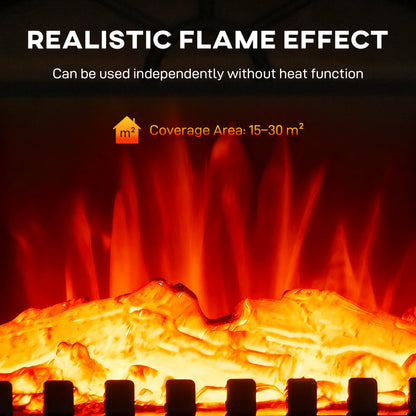 Electric Fireplace Stove Heater with 3D Flame Effect, 2000W/1000W