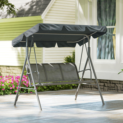 3 Seater Swing Chair, Garden Swing Bench with Adjustable Tilting Canopy
