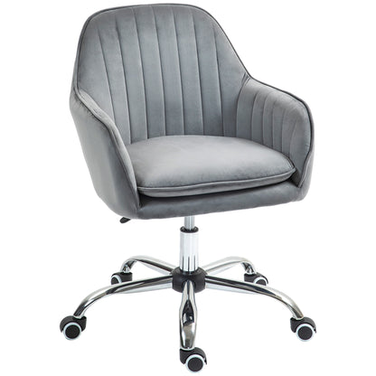 Office Chair, Swivel Desk Chair, Velvet-Feel Fabric Vanity Chair with Adjustable Height and Rolling Wheels for Home Work Stud