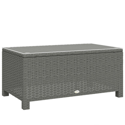 Rattan Garden Coffee Table with Glass Top, Light Grey