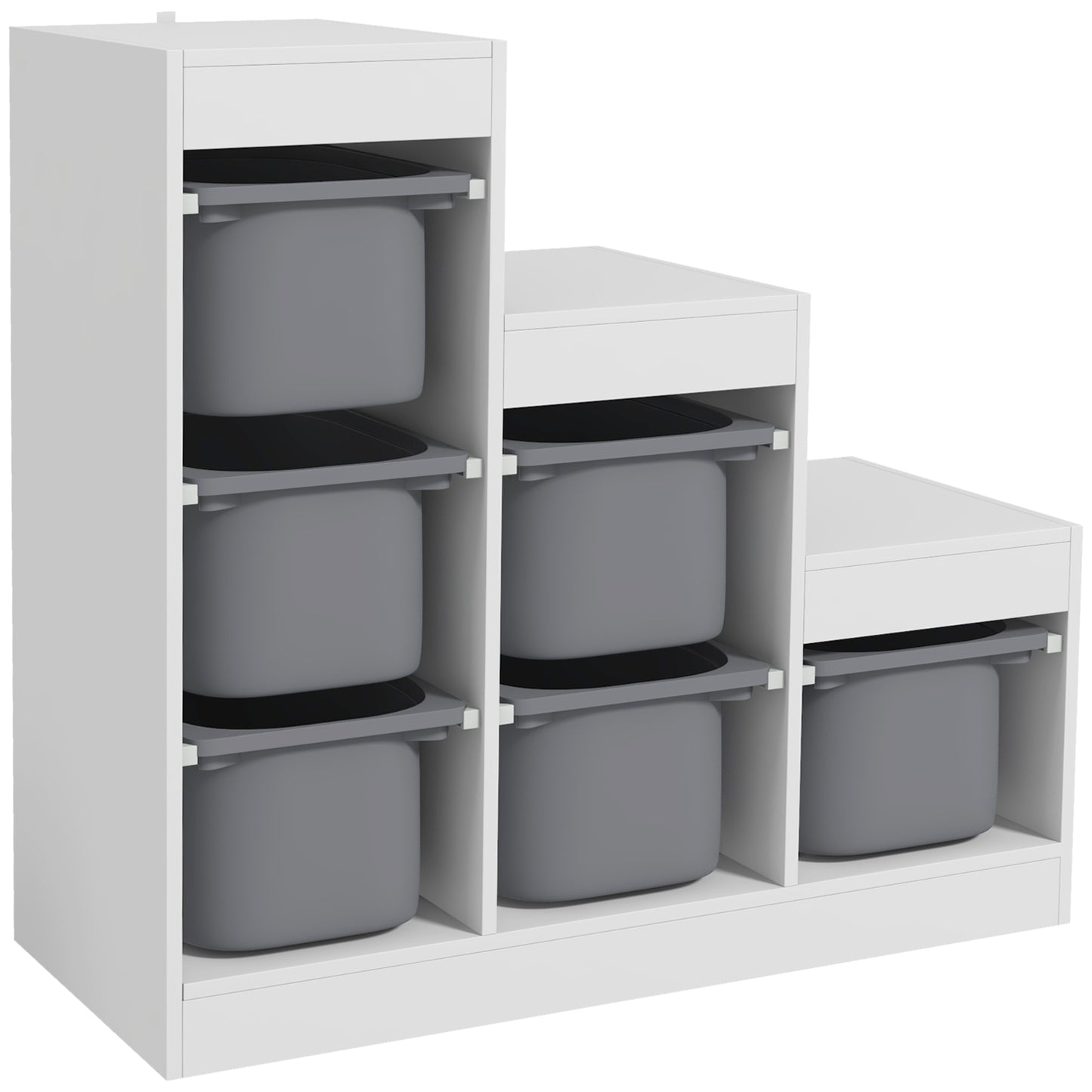 Toy Storage Organiser, Three-Layer Kids Toy Storage Units, with Removable Bins, for Ages 3-8 Years, Grey