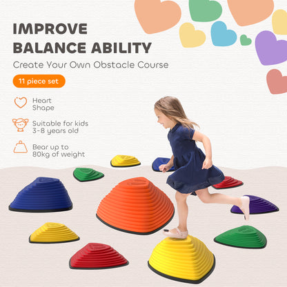 11-Piece Stepping Stones for Kids, Stackable Sensory Toys Outdoor Indoor, Obstacle Course for Balance and Motor Skills