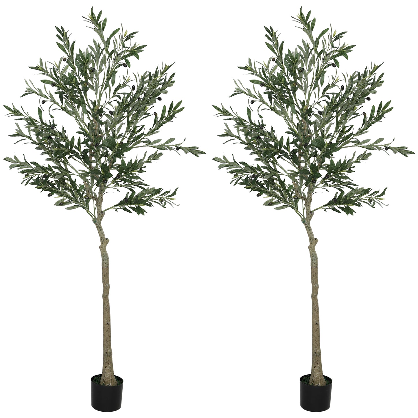 Set of Two Silk Leaf Artificial Olive Trees