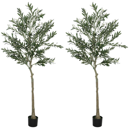 Set of Two Silk Leaf Artificial Olive Trees