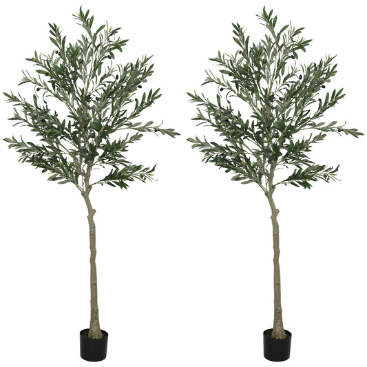 Set of Two Silk Leaf Artificial Olive Trees