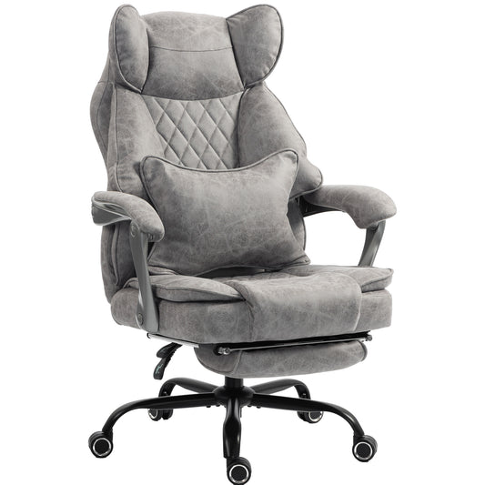 Executive Office Chair, Leathaire Big and Tall Office Chair 180 kg with Wide Seat, Reclining, Lumbar Support, Grey