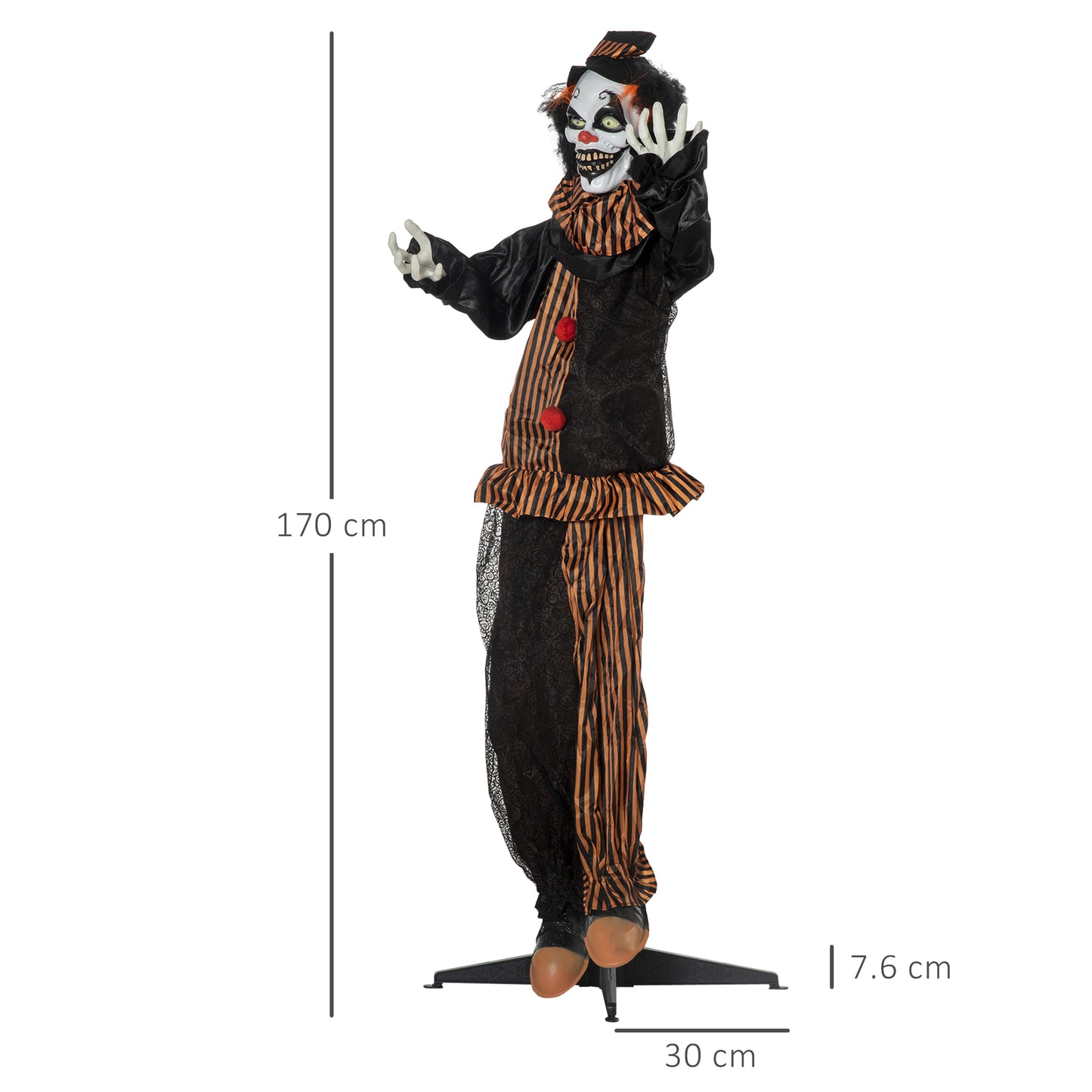 67 Inch Life Size Outdoor Halloween Decorations Talking Circus Clown, Animated Prop Animatronic Decor with Light Up Eyes