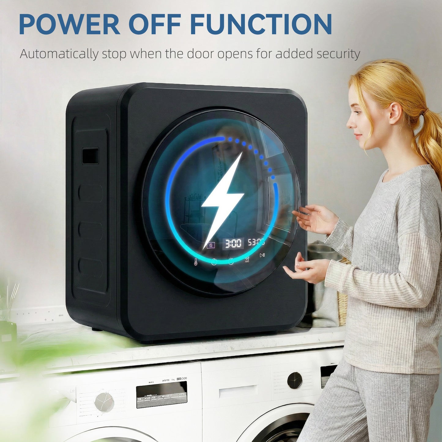 Vented Tumble Dryer, 4 kg Front Tumble Dryer with Stainless Steel Tub, 800W Compact Freestanding Black