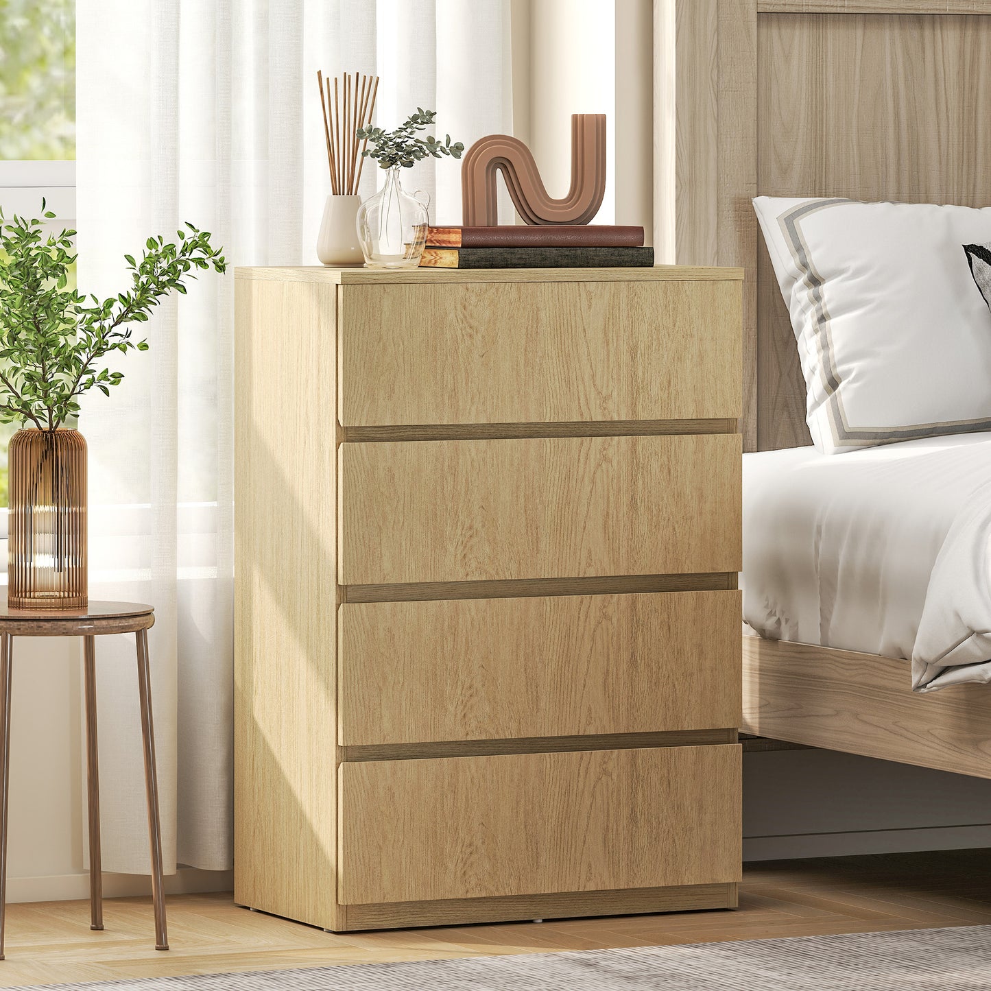 Chest of Drawers, 4-Drawer Storage Cabinets, Modern Dresser, Storage Drawer Unit for Bedroom