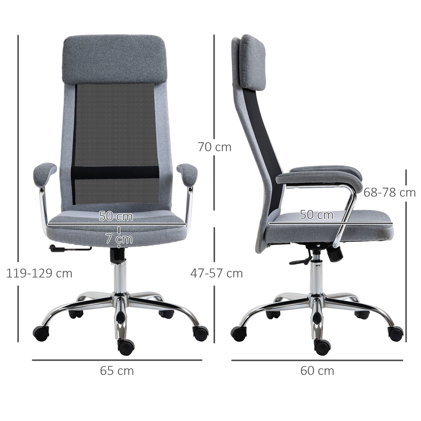Office Chair, Ergonomic Desk Chair, High Back Computer Chair with Adjustable Height, Swivel Rolling Wheels