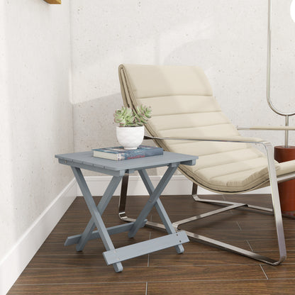 Fir Wood Folding Coffee Table, Lightweight Small Garden Table with Slatted Top, Portable Folding Side Table for Balcony