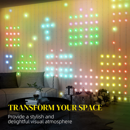 LED Curtain Lights, Smart Curtain Fairy Plug In, Colour Changing Wall Lights with Remote, App