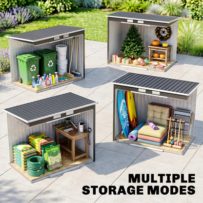 7 x 4ft Galvanised Steel Garden Shed, with Foundation Kit - Dark Grey