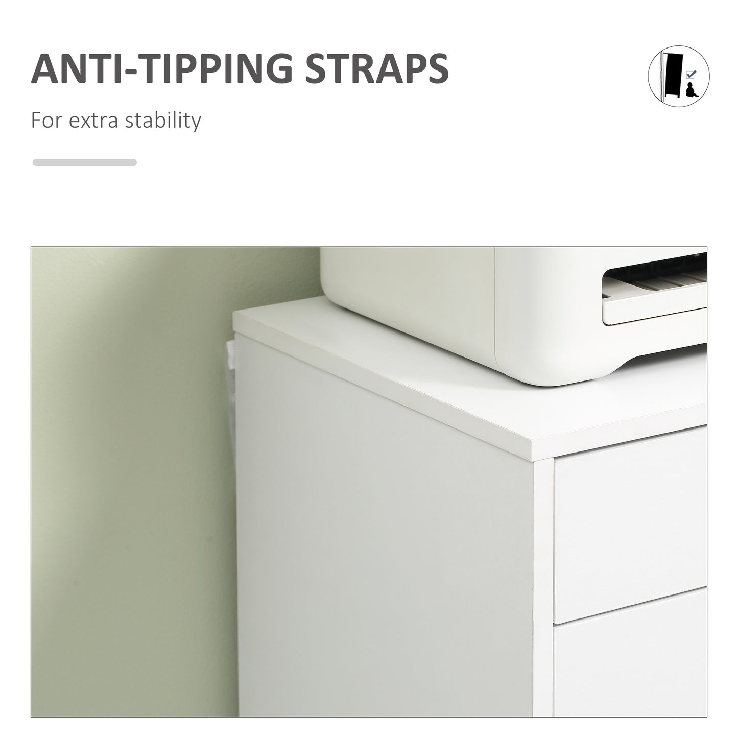 Seven-Drawer Filing Cabinet, with Wheels - White