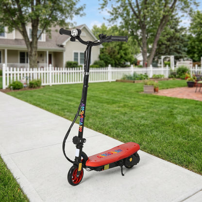 Foldable Electric Scooter, with LED Lights, for Ages 7-14 Years, Red