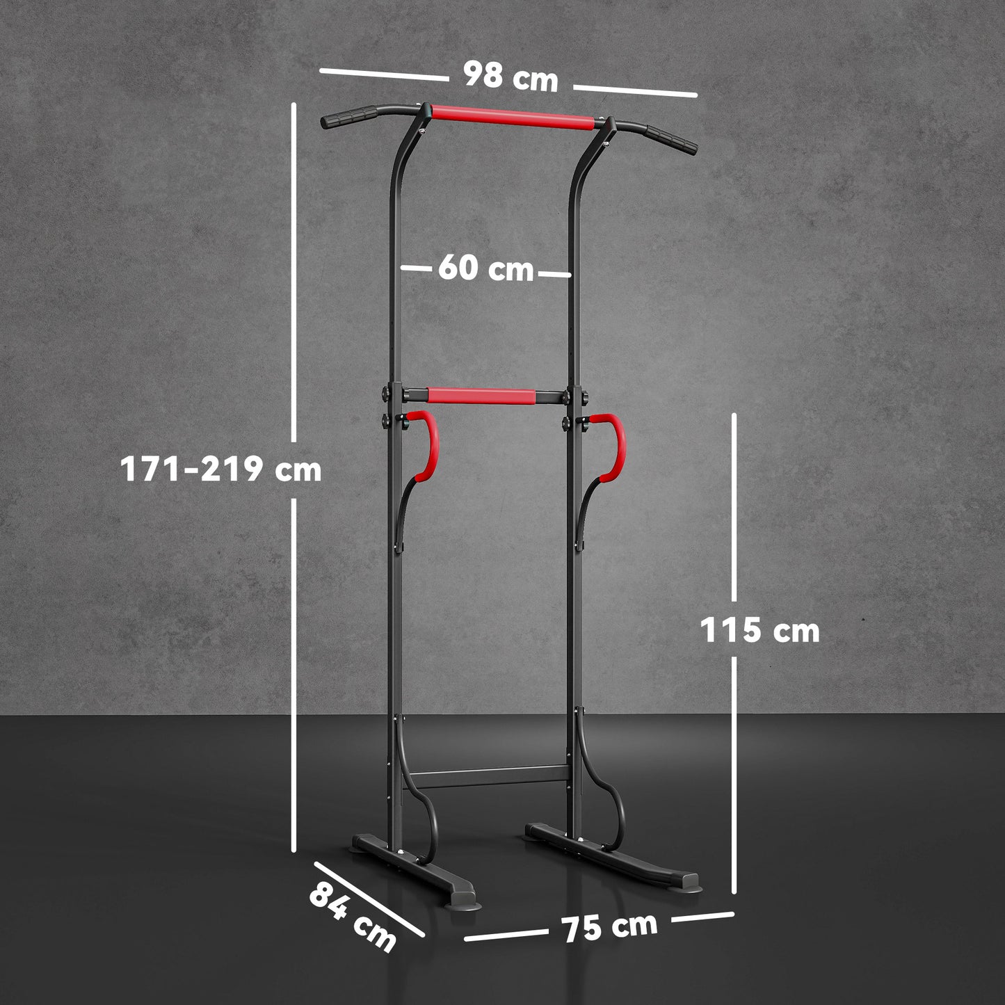 Steel Multi-Use Exercise Power Tower Pull Up Station Adjustable Height W/ Grips