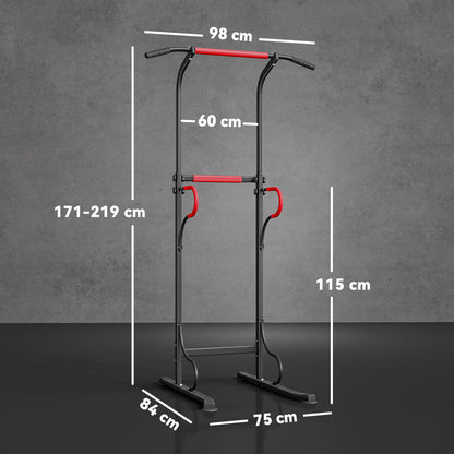 Steel Multi-Use Exercise Power Tower Pull Up Station Adjustable Height W/ Grips