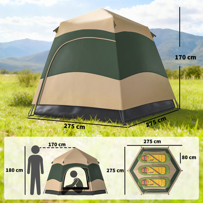 Double Layer Instant Pop Up Tent with Rainfly, Portable Camping Shelter with Sewn-in Groundsheet and Carry Bag, Khaki