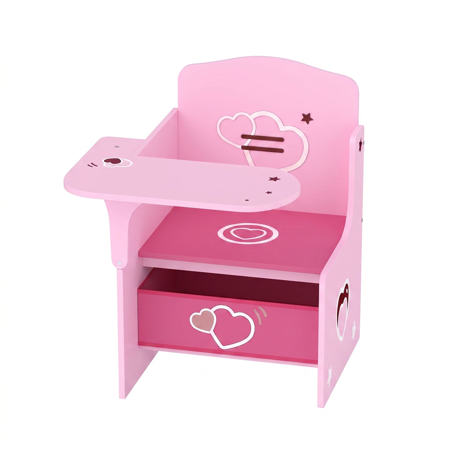 Kids Table and Chair Set, Children Desk and Chair with Storage Bins for Playing, Reading, Painting, for Ages 3-5, Pink