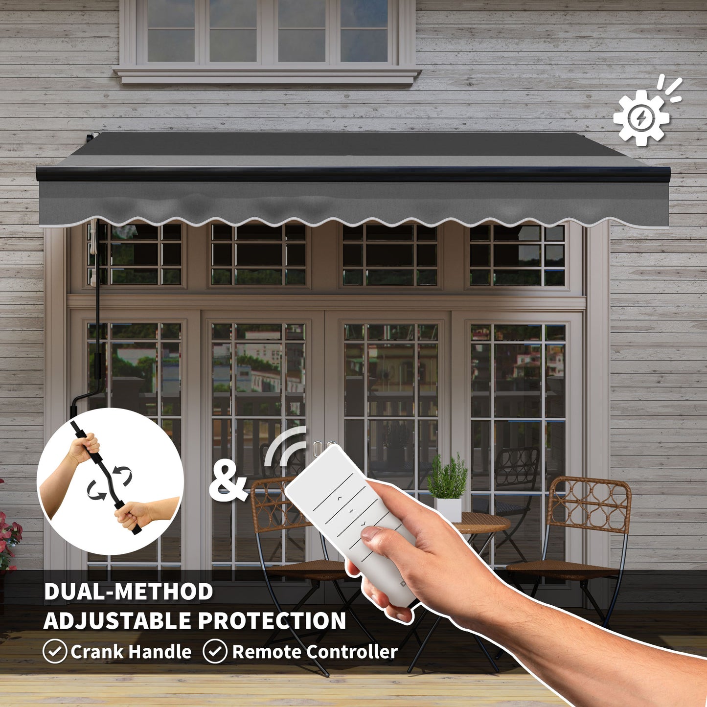 3 x 2.5m Electric Awning with LED Light and Remote Controller, Aluminium Frame DIY Retractable Awning