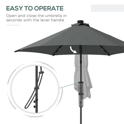 3(m) Solar LED Cantilever Parasol - Dark Grey