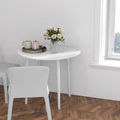 Folding Dining Table for 4, Round Drop Leaf Table, Modern Space Saving Small Kitchen Table with Wood Legs for Dining Room