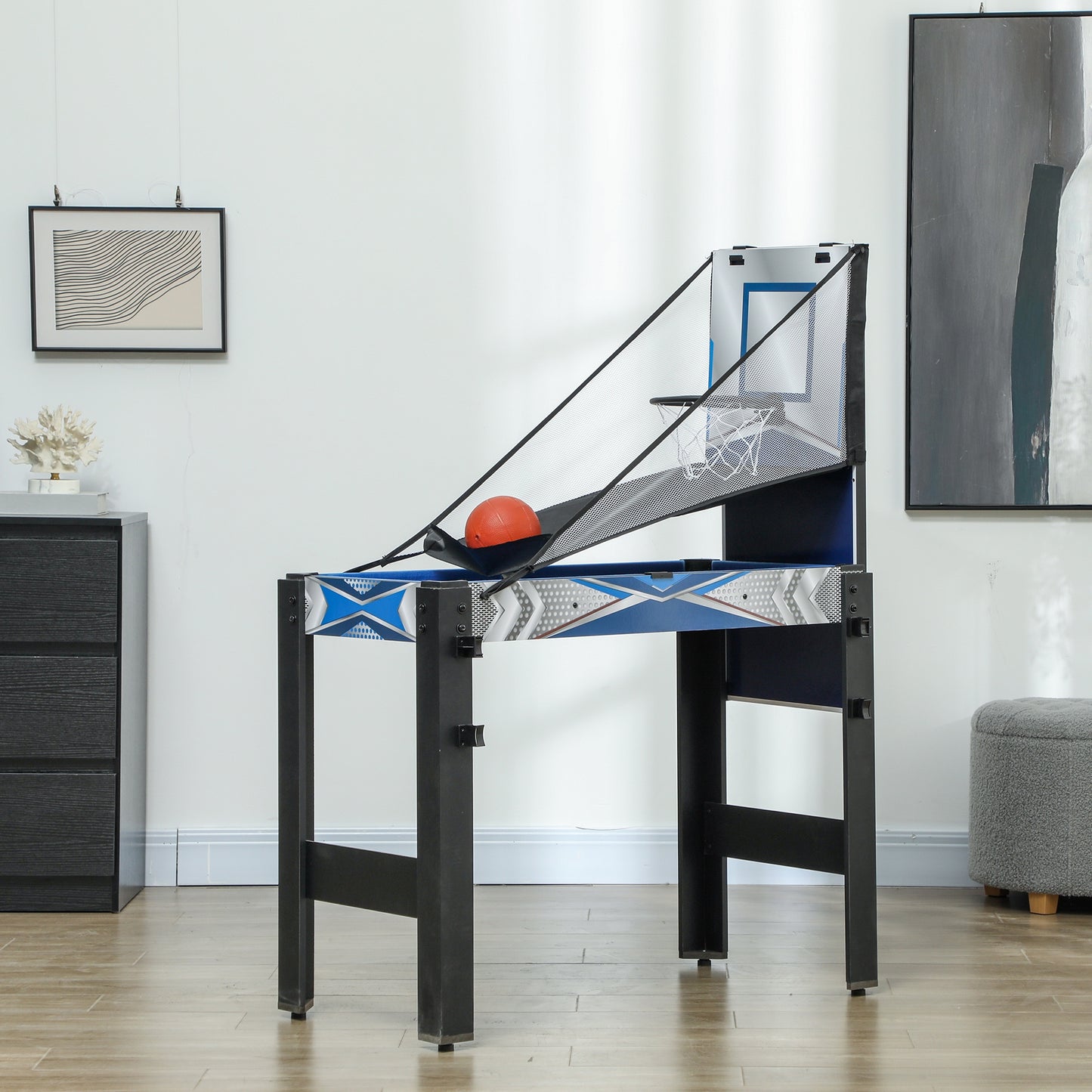 5-in-1 Multi Games Table, with Pool, Table Tennis, Basketball, Hockey, Archery, Blue