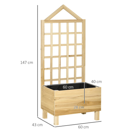 Garden Planters with Trellis for Vine Climbing, Distressed Wooden Raised Beds, 90x43x150cm, Natural Tone