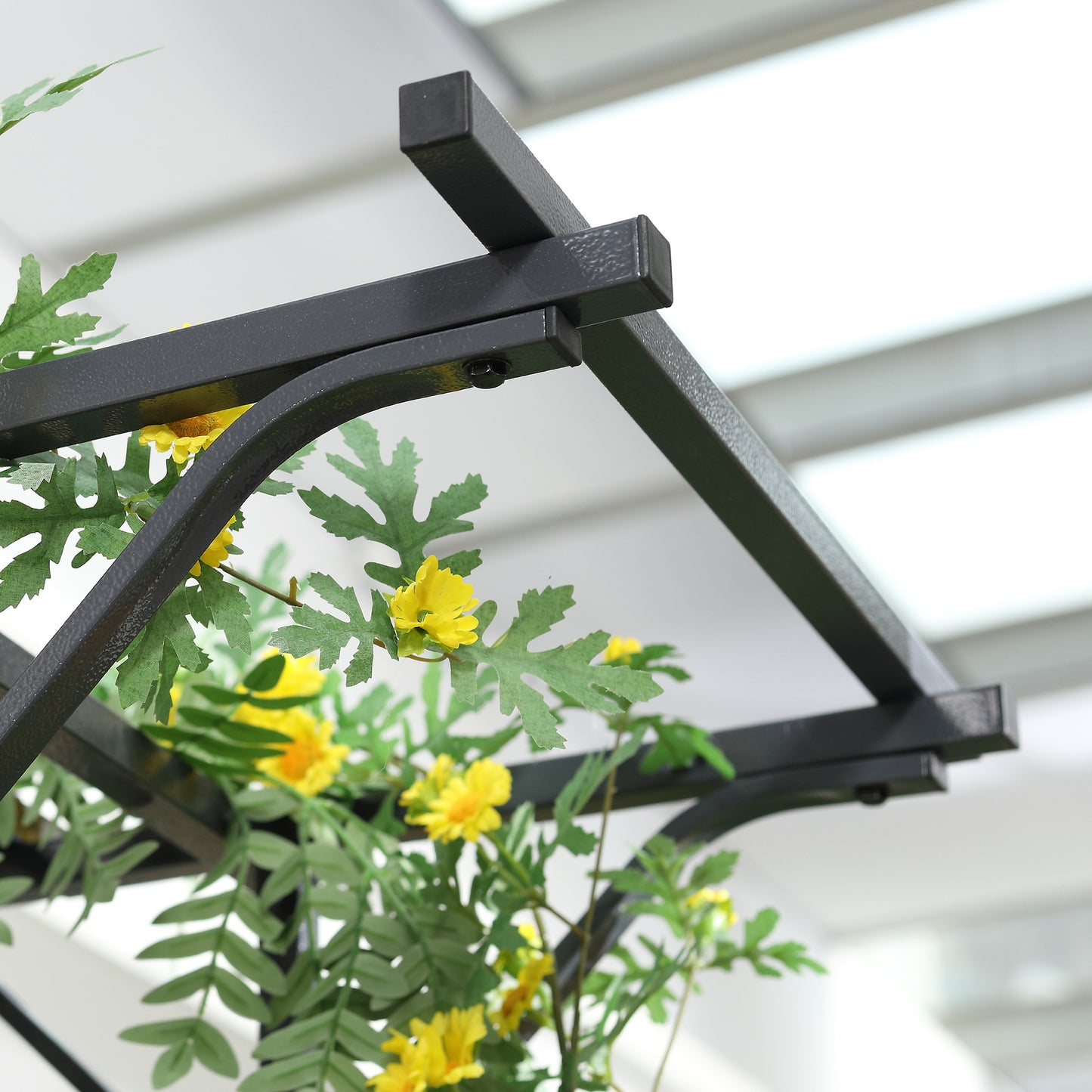 210cm Decorative Metal Garden Trellis Arch with Durable Steel Tubing & Elegant Scrollwork, Great for Weddings, Dark Gre
