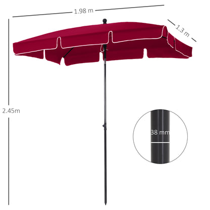 Garden Parasol Umbrella, Outdoor Market Table Umbrella with Ruffles & Aluminium Pole