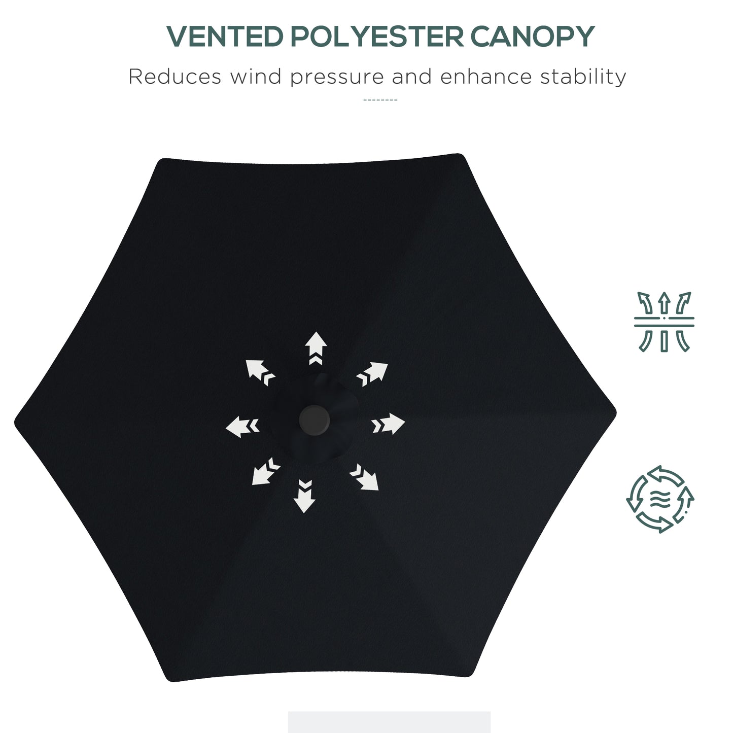 3(m) Solar LED Cantilever Parasol - Black