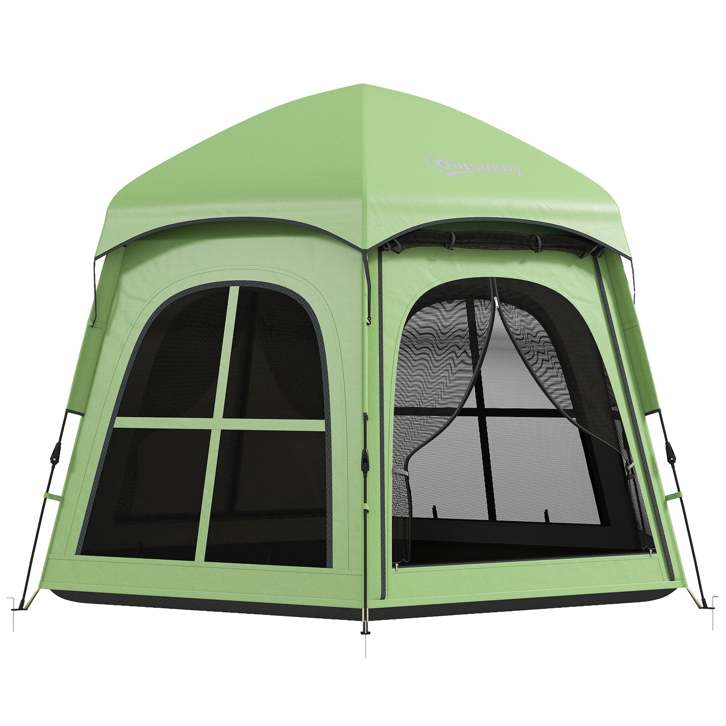Pop Up Tent 3000mm Waterproof Instant Camping Tent 3-4 Person with 2 Doors 4 Windows Green