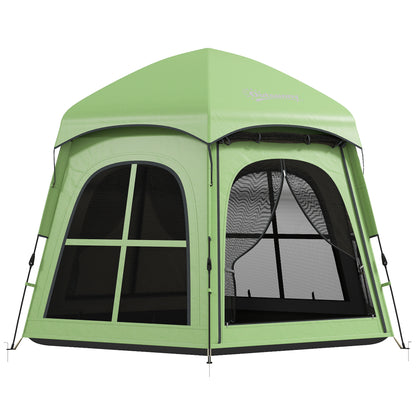 Pop Up Tent 3000mm Waterproof Instant Camping Tent 3-4 Person with 2 Doors 4 Windows Green