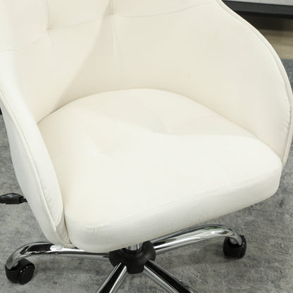 46-56 cm Velvet-feel Office Chair - Cream