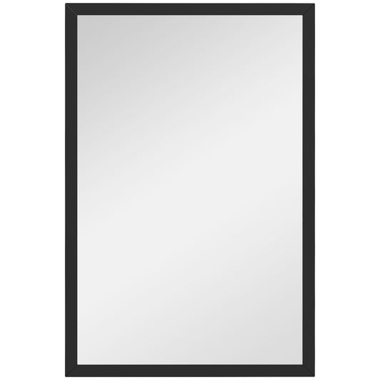 Wall Bathroom Mirror, 60 x 40 cm Wall-Mounted Mirror for Living Room, Bedroom, Hallway, Black