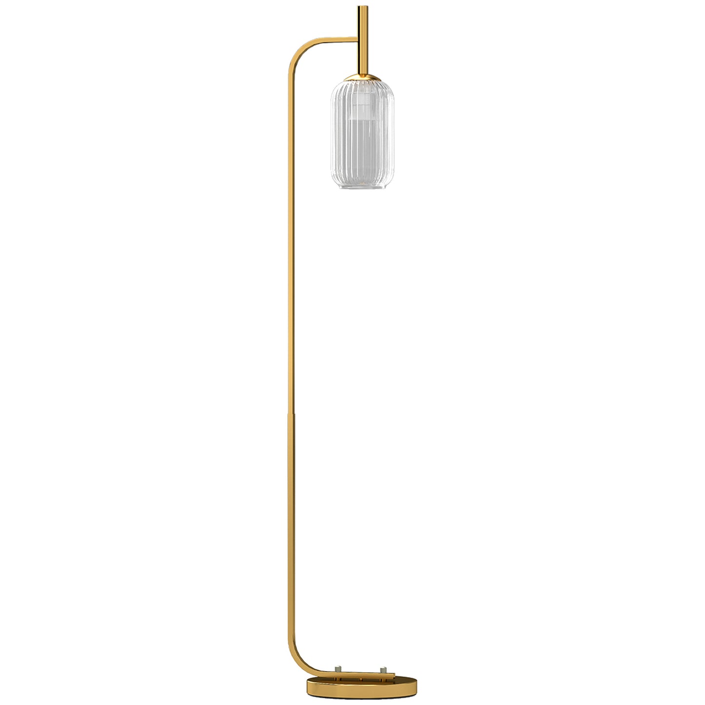 Floor Lamp for Living Room with Glass Lampshade, Modern Standing Lamp with Foot Switch for Bedroom, Bulb not Included