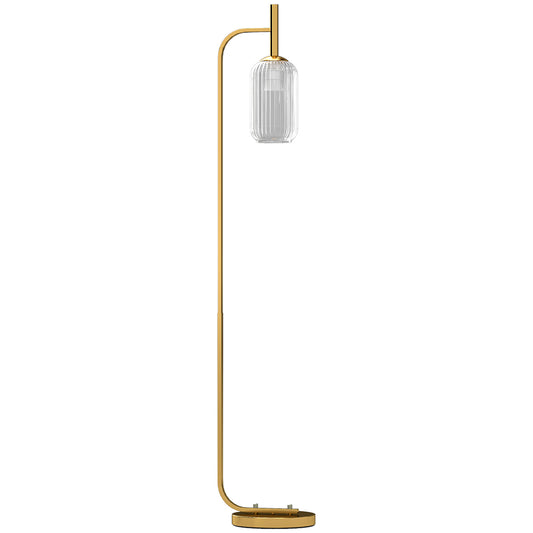 Floor Lamp for Living Room with Glass Lampshade, Modern Standing Lamp with Foot Switch for Bedroom, Bulb not Included